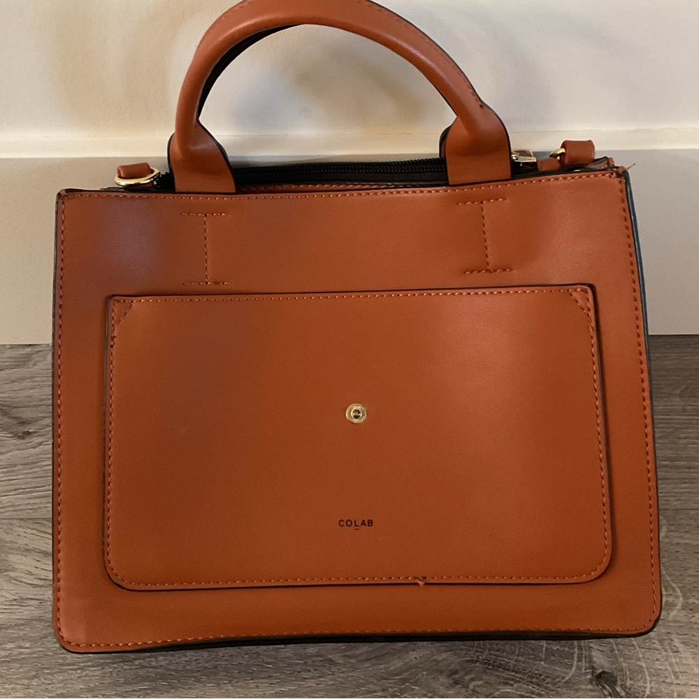 Colab Amelie Rich Cognac Brown Mini Tote Crossbody bag.